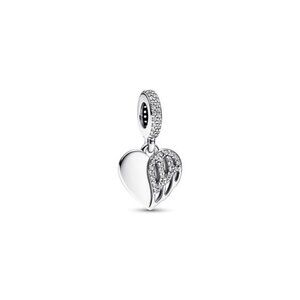 Silver Heart Charm with Crystals